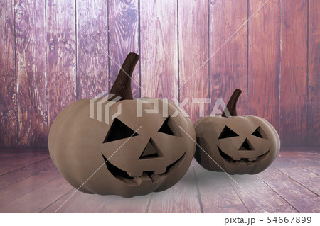 Two Halloween Pumpkins 3d rendering 54667899