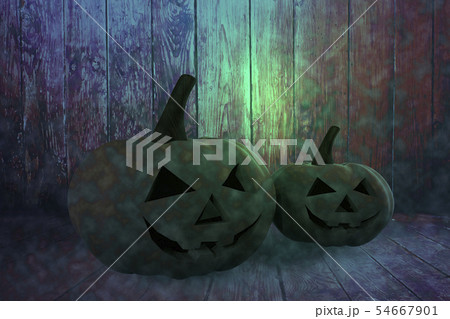 Two Halloween Pumpkins 3d rendering 54667901