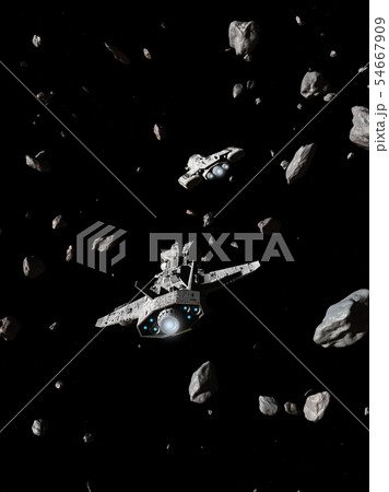 Two Spaceships Navigating an Asteroid Field Two Spaceships Navigating an Asteroid Field 54667909