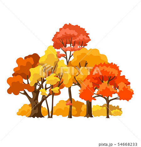 Autumn background with stylized trees. Autumn background with stylized trees. 54668233