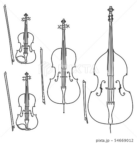 Set Of Simple Bowed Stringed Musical Instruments のイラスト素材