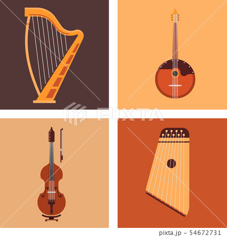 Set of stringed musical instruments classical orchestra art sound tool and acoustic symphony Set of stringed musical instruments classical orchestra art sound tool and acoustic symphony 54672731