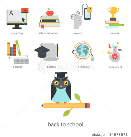 Distant learning flat design online education video tutorials staff training store learning research 54673671
