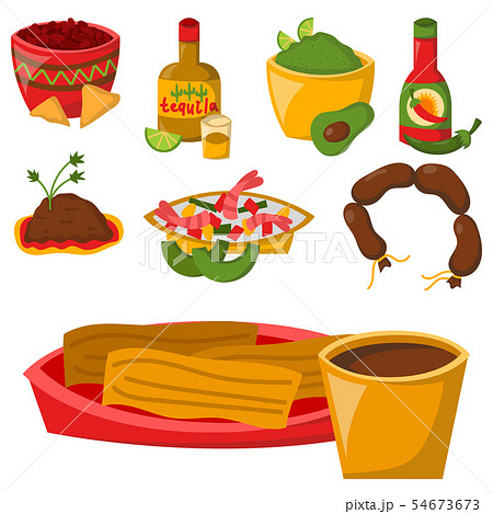 Mexican traditional food with meat avocado tequila corn spicy pepper salsa lunch sauce cuisine Mexican traditional food with meat avocado tequila corn spicy pepper salsa lunch sauce cuisine 54673673