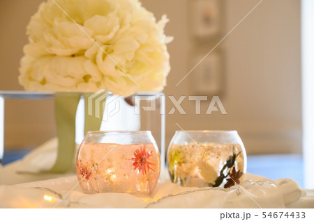 アロマキャンドル ブーケ キャンドル フラワー イメージの写真素材