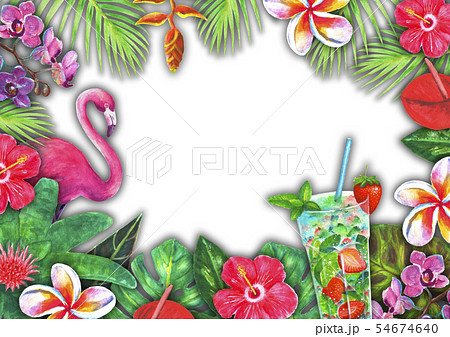 Abstract summer watercolor tropical paradise Abstract summer watercolor tropical paradise 54674640