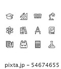 Science and education outline icon simple symbols set. Contains icon academic hat, ruler, pencil 54674655