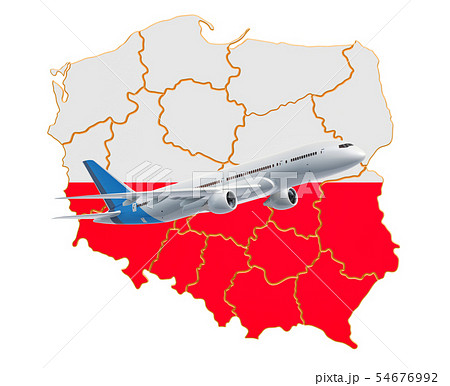 Flights to Poland, travel concept. 3D rendering 54676992