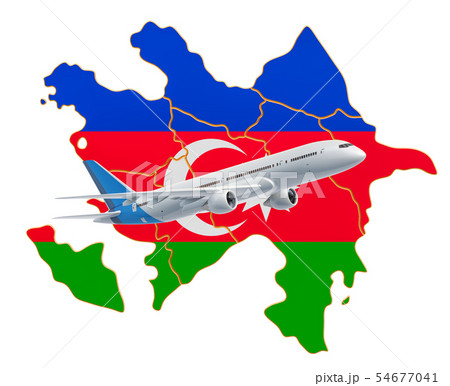 Flights to Azerbaijan, travel concept. 3D 54677041