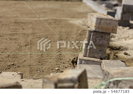 The nylon cord is stretched over a sandy surface The nylon cord is stretched over a sandy surface 54677185