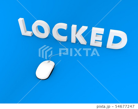 Computer mouse and locked on a blue background.. Computer mouse and locked on a blue background.. 54677247