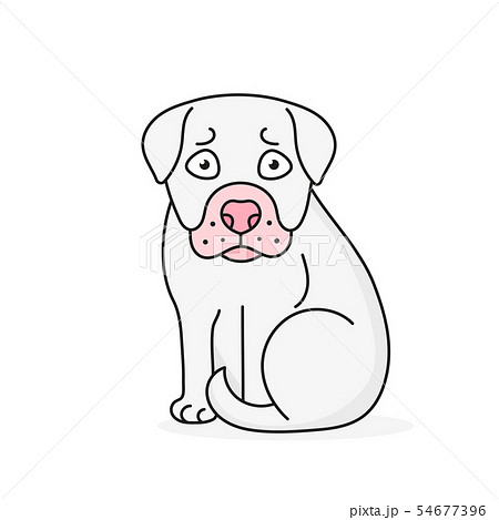 Happy Cartoon Puppy Sitting, Portrait Of Cute 54677396