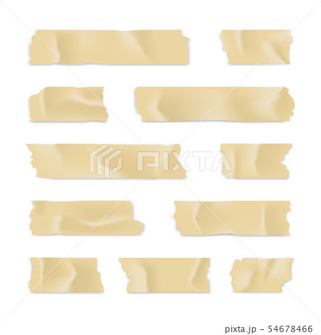 Adhesive tape set. Sticky paper strip isolated on white background. Vector illustration. 54678466