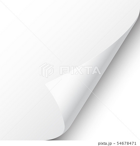 Curled page corner with shadow on white background. Blank sheet of paper. Vector illustration. 54678471