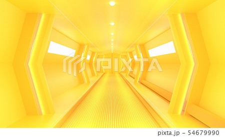 Yellow spaceship sci-fi corridor. 54679990