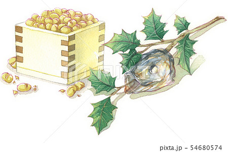 日本の年中行事イラスト 2月 升豆と柊鰯のイラスト素材