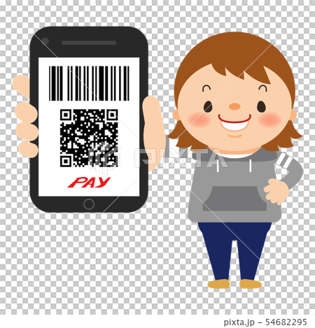 Woman with smartphone barcode payment Woman with smartphone barcode payment 54682295