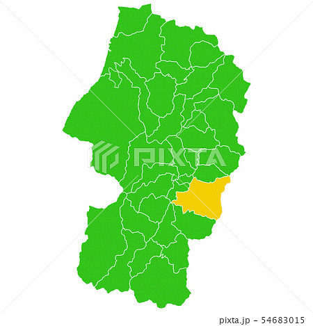 山形県と山形市地図のイラスト素材