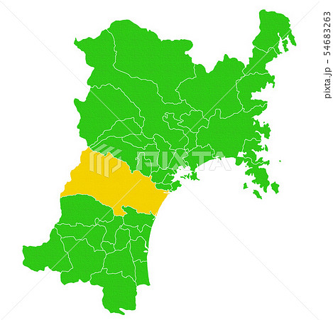 宮城県と仙台市地図のイラスト素材