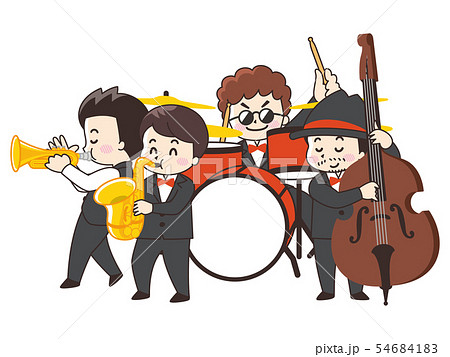 演奏するジャズバンドのイラスト素材 54684183 Pixta