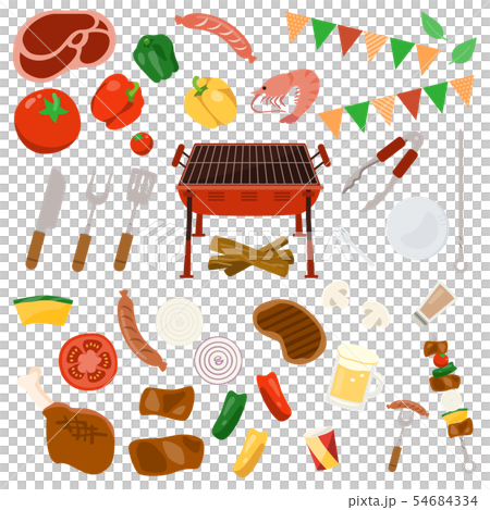 バーベキュー イラスト セットのイラスト素材