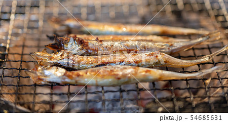 子持ちシシャモ(カペリン)・BBQ・bbq・炭火焼・網焼・備長炭・七輪・キャンプ・食事・食べ物・炭 子持ちシシャモ(カペリン)・BBQ・bbq・炭火焼・網焼・備長炭・七輪・キャンプ・食事・食べ物・炭 54685631