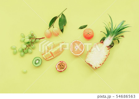 Rainbow from different tropical fruits and berries Rainbow from different tropical fruits and berries 54686563