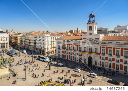 Madrid Spain, city skyline at Puerta del Sol 54687266