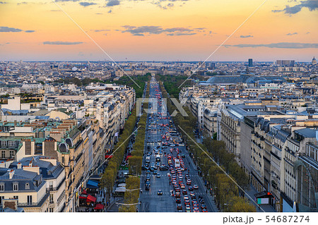 Paris France aerial view city skyline 54687274