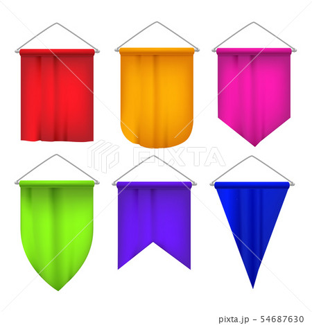 Realistic Detailed 3d Sport Pennants Flags Set. Vector 54687630