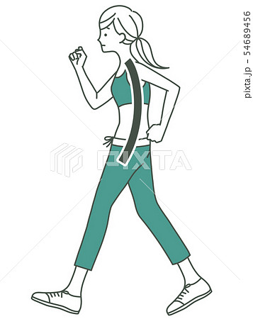 女性 ウォーキング 猫背 2色のイラスト素材 女性 ウォーキング 猫背 2色のイラスト素材