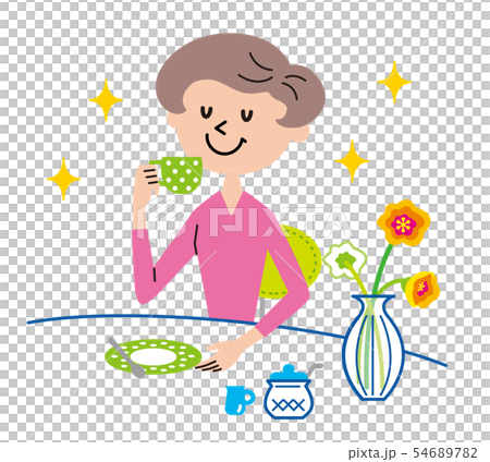 お茶の時間 主婦 イラスト お茶の時間 主婦 イラスト 54689782