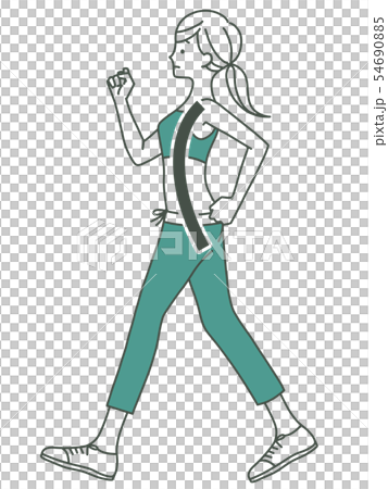 女性-ウォーキング-そり腰-2色 54690885