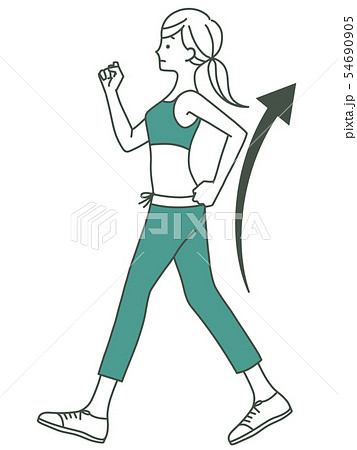 女性-ウォーキング-そり腰-2色 54690905