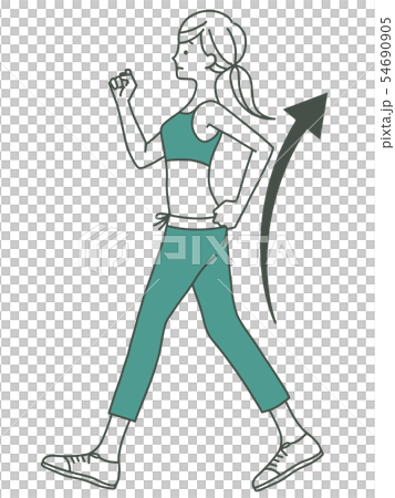 女性-ウォーキング-そり腰-2色 54690905