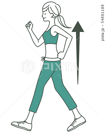 女性-ウォーキング-姿勢-2色 54691189