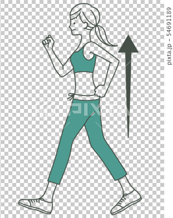 女性-ウォーキング-姿勢-2色 54691189