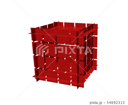 Abstract polygonal cube with cuts. 3d Vector 54692313