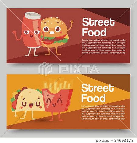 Fast food smile vector cartoon expression characters of hamburger or cheeseburger with fast-food 54693178