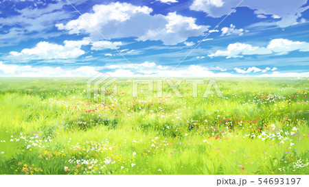 青空と雲と草原04 13のイラスト素材