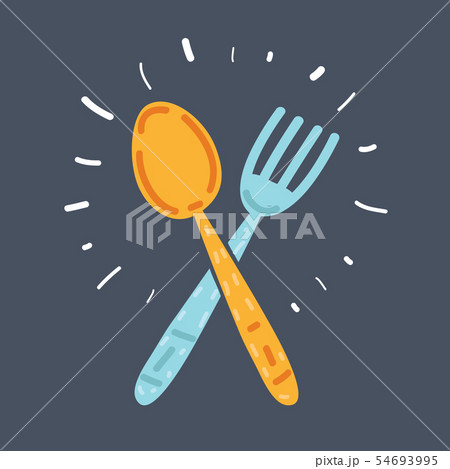 Fork and spoon cartoon icon. Fork and spoon cartoon icon. 54693995