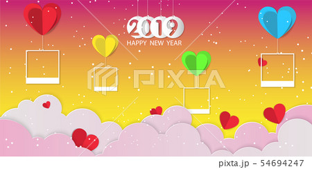 Vector Happy New Year 2019 on red background with  54694247