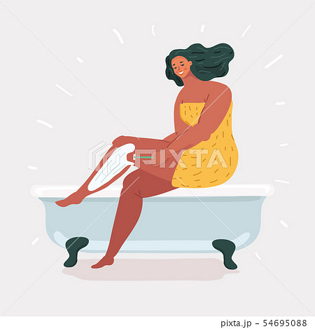 Woman taking a bath and shaving her legs. 54695088