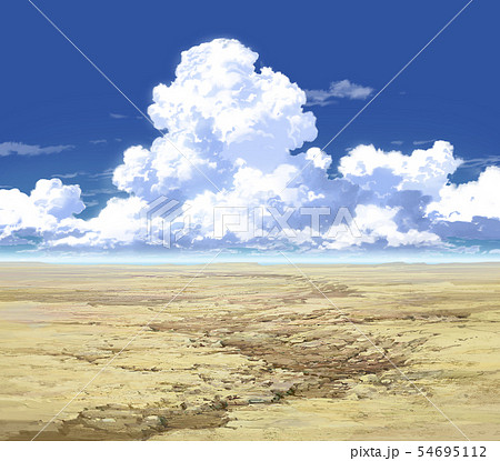 青空と入道雲と荒野02 09のイラスト素材