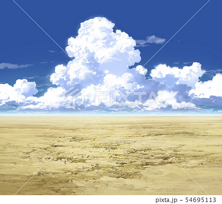 青空と入道雲と荒野02 06のイラスト素材