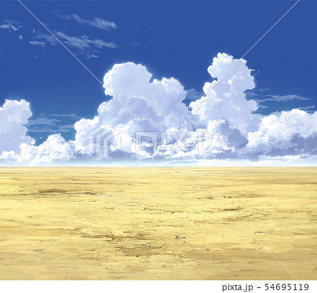 青空と入道雲と荒野01 03のイラスト素材
