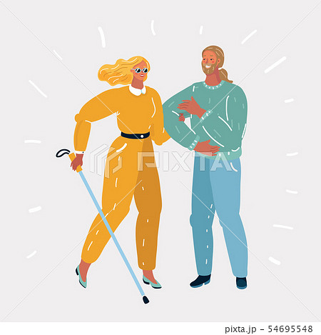 Young coule with Blind woman. 54695548