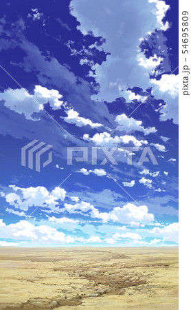 縦pan用 青空と雲と荒野03 09のイラスト素材