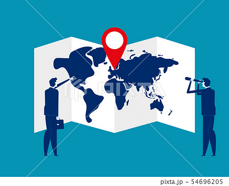 Business team searching for map with a pin. 54696205