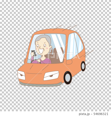 スマホしながら運転　イラスト 54696321